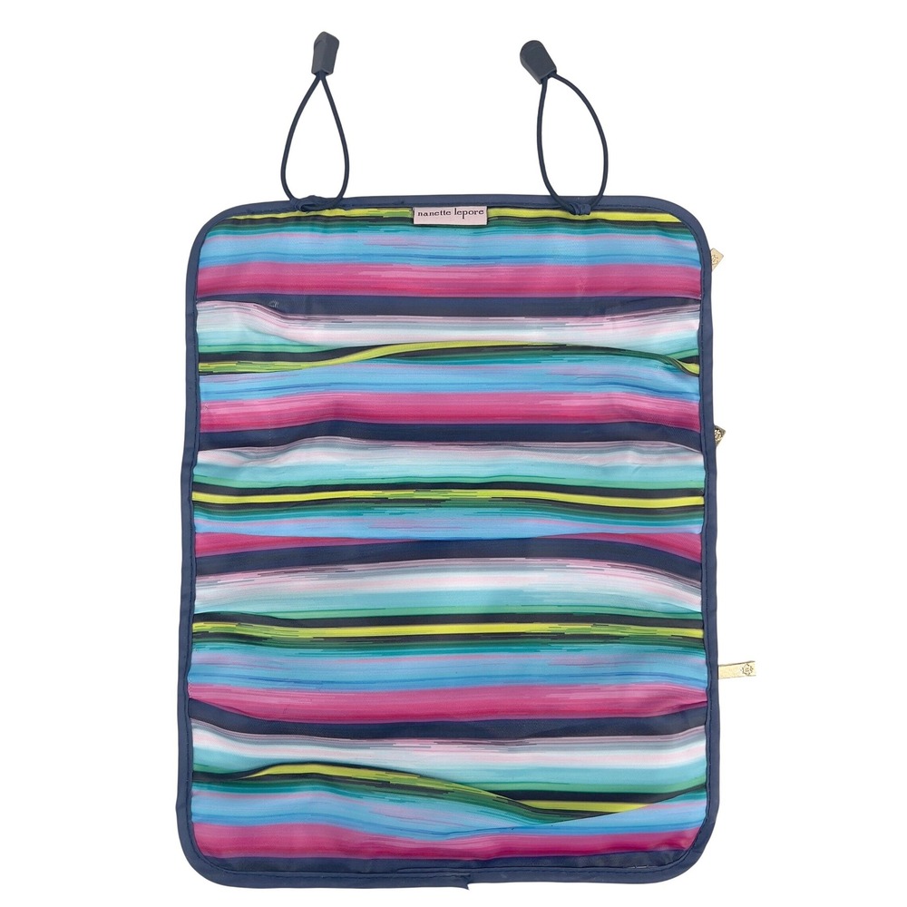 Nanette Lepore Travel Jewelry Roll Organizer Multicolor Stripe‎ Clear Pockets